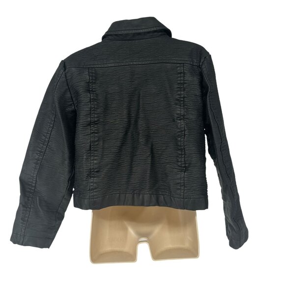 Crazy 8 Moto Jacket Unisex Kids Size 5 Black LS Offset Zipper Snap Collar - Picture 7 of 7